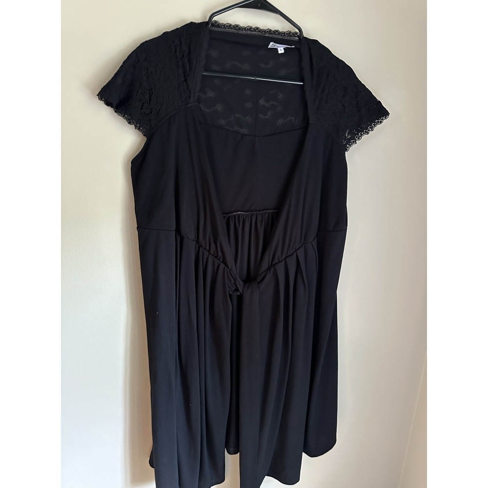 Pip & Vine by Rosie Pope Maternity Dress Black Lace Cap Sleeve Tie Front Large - Picture 3 of 11